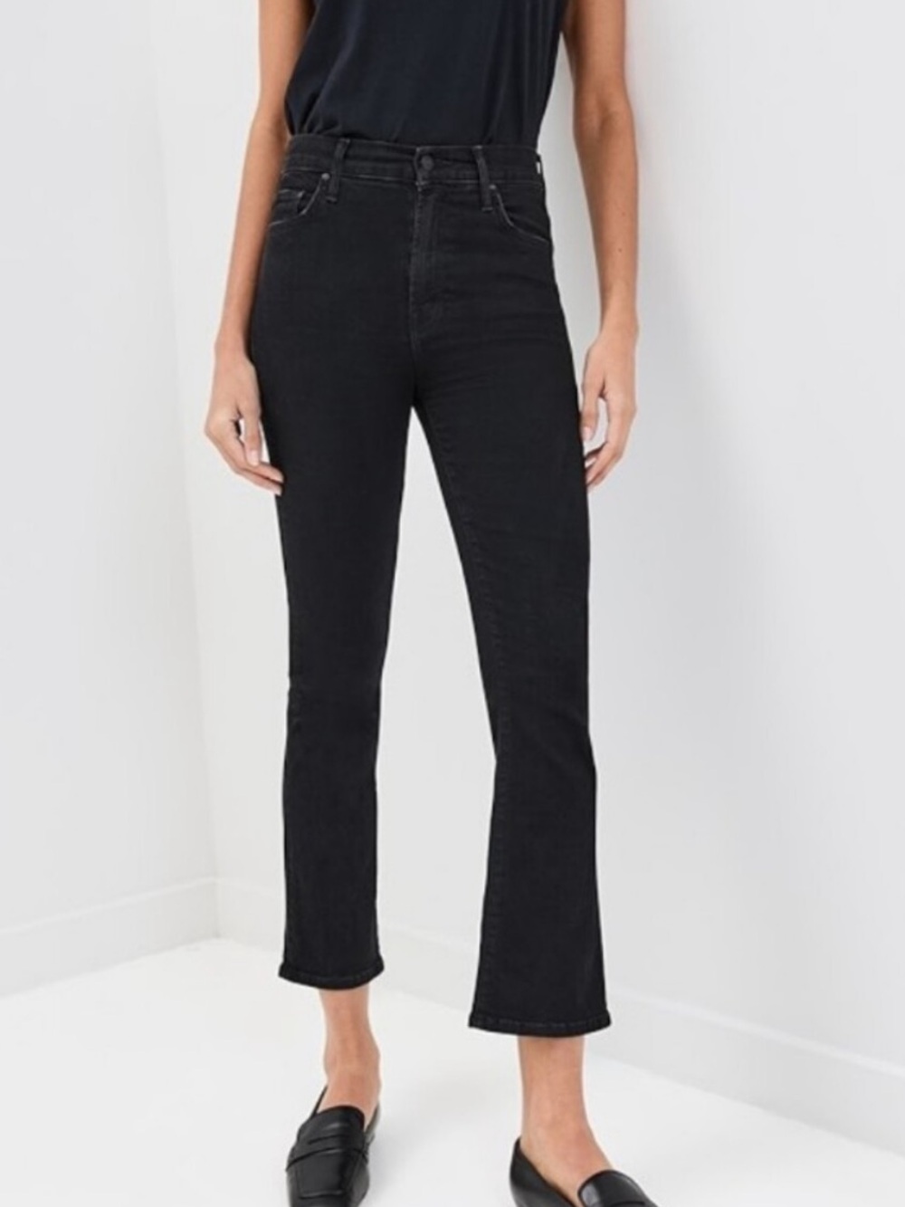 Mother Jeans Insider Crop Not Guilty Black Wash Straight Leg USED Size 26